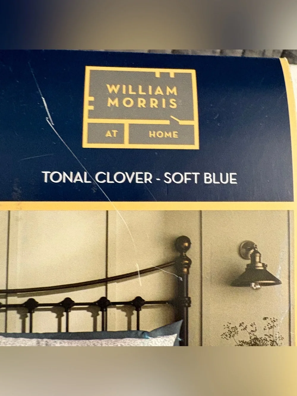 William Morris Cotton Percale Floral Cal King Sheet Set Tonal Clover Soft Blue